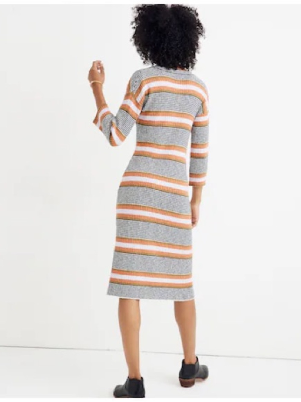Madewell Striped Three-Quarter-Sleeve Sweater MIDI Dress Women’s XS - Picture 2 of 11